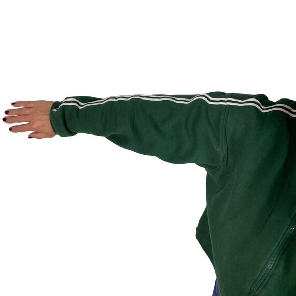 Vintage Russell Athletic Womens Green sleeve stripes Full-Zip short sweatshirt L - Picture 9 of 11